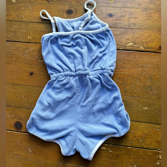 3 FOR $15 - Old Navy baby blue Sleeveless Loop-Terry Cinched-Waist Romper - S - Picture 3 of 4
